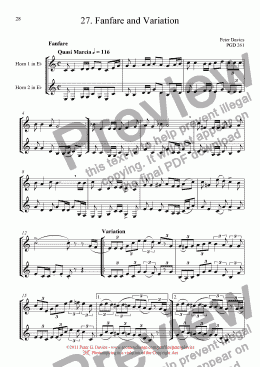 page one of Horn Duets 27. Fanfare and Variation