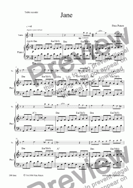page one of Jane (Flute or Treble rec)