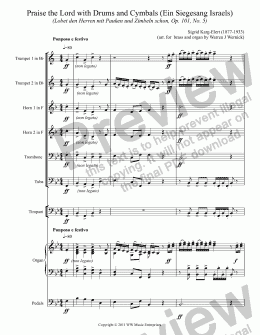 page one of Praise the Lord with Drums and Cymbals (Ein Siegesang Israels) (Lobet den Herren mit Pauken und Zimbeln schon, Op. 101, No. 5)