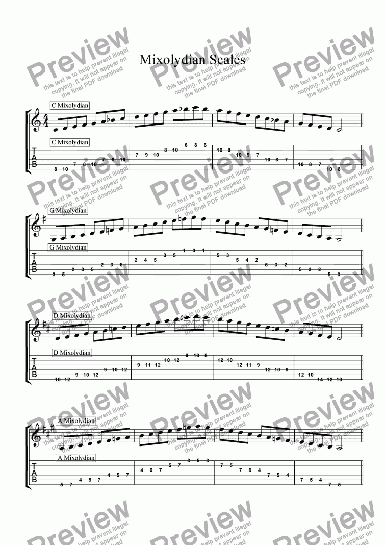 Mixolydian Scales - Download Sheet Music PDF file