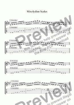 page one of Mixolydian Scales