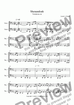 page one of Variations on Shenandoah