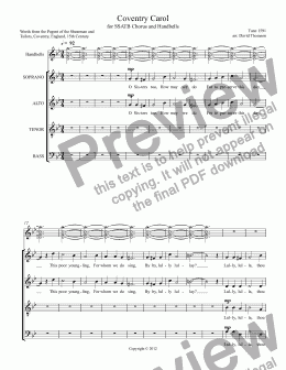 page one of Coventry Carol - a choral arrangement of the popular Christmas carol