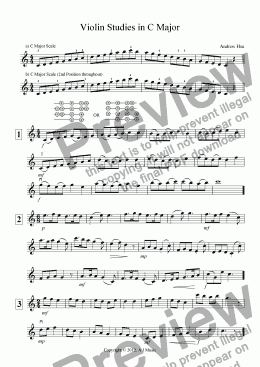 page one of Violin Studies in C Major