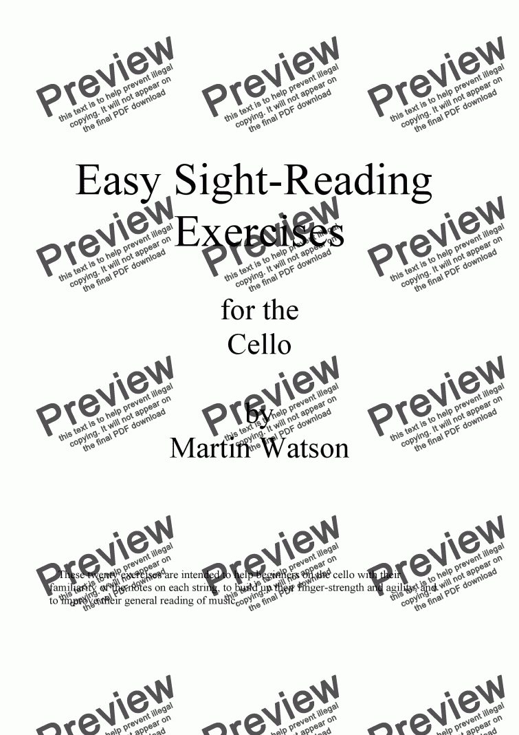 Easy Sight Reading Exercises For The Cello For Solo Instrument Solo Violoncello By Martin Watson Sheet Music Pdf File To Download - 