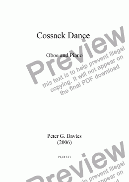 page one of Cossack Dance for Oboe and Piano