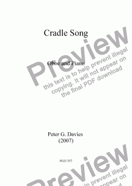 page one of Cradle Song for Oboe and Piano