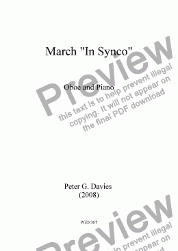 page one of March "In Synco" for Oboe and Piano