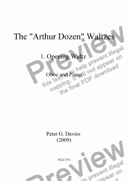 page one of The "Arthur Dozen" Waltzes 1. Opening Waltz for Oboe and Piano