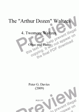 page one of The "Arthur Dozen" Waltzes 4. Twomore Waltzes for Oboe and Piano