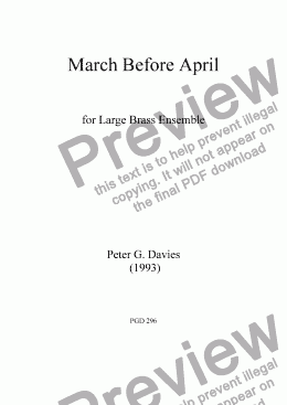 page one of March Before April for Large Brass Ensemble