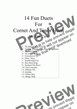 page one of 14 Fun Duets For Cornet And Tenor Horn