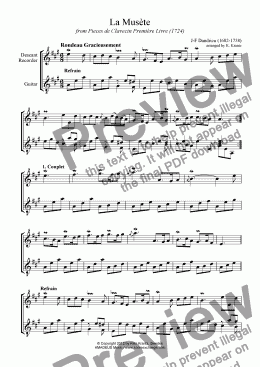 page one of La Musète for recorder and guitar