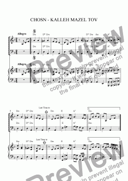 page one of CHOSN - KALLEH MAZEL TOV piano-violin-cello