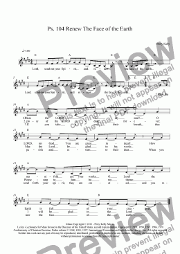 page one of Psalm 104 Renew The Face of the Earth