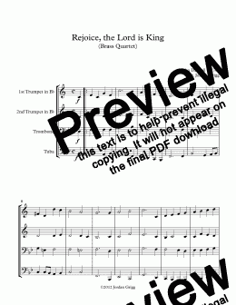 page one of Rejoice, the Lord is King (Brass Quartet)