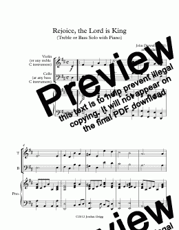 page one of Rejoice, the Lord is King (Treble or Bass Solo with Piano)