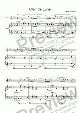page one of Debussy, Clair de Lune flute & piano