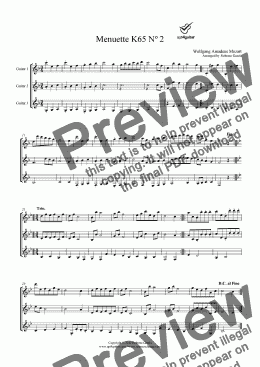 page one of Menuette K65 Nº 2 for guitar trio