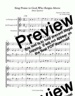 page one of Sing Praise to God, Who Reigns Above (Brass Quartet)