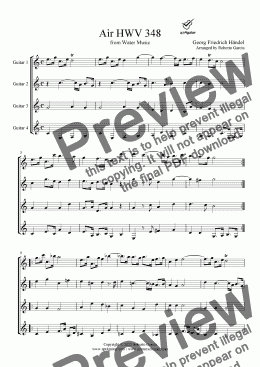 page one of Air HWV 348 for guitar quartet