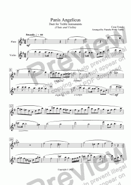 page one of Panis Angelicus (FRANCK) Christmas or General Use Duet for Treble Instruments (e.g., Flute and Violin), unaccompanied