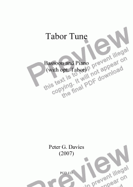 page one of Tabor Tune for Bassoon and Piano