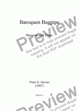 page one of Baroquen Bagpipe for Bassoon and Piano