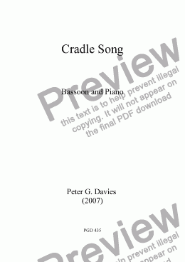 page one of Cradle Song for Bassoon and Piano