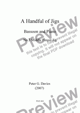 page one of A Handful of Jigs No.3 Middle Finger Jig for Bassoon and Piano