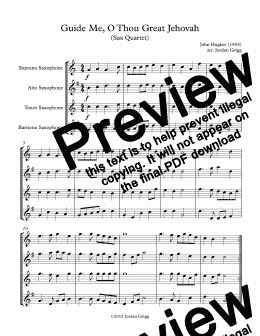 page one of Guide Me, O Thou Great Jehovah (Sax Quartet)