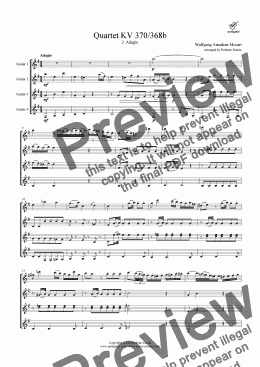 page one of Quartet KV 370/368b (2. Adagio) for guitar quartet