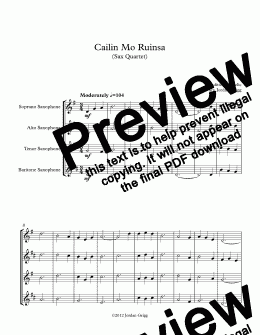 page one of Cailin Mo Ruinsa (Sax Quartet)