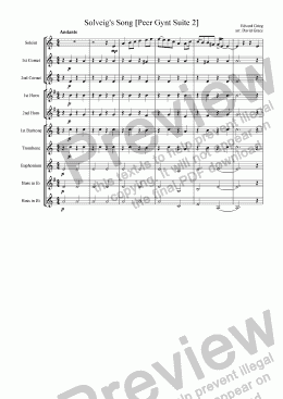 page one of Solveig’s Song [Peer Gynt Suite 2]Cornet Solo