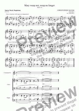 page one of Sancta Maria Magdalena (Mary, weep not, weep no longer) EASTER HYMN