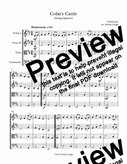 page one of Colin’s Cattle (String Quartet)