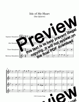 page one of Isle of My Heart (Sax Quartet)