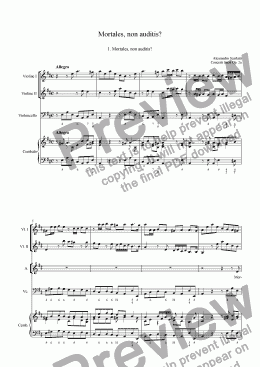 page one of Alessandro Scarlatti: Mortales, non auditis? per due violini, soprano, contralto e B.c.