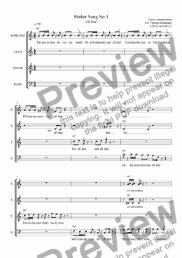 page one of Shaker Songs No.3 - "All That"