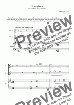 page one of Heterophony for two flutes and pianoforte