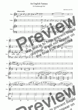 page one of An English Fantasy (flute, violin and piano)