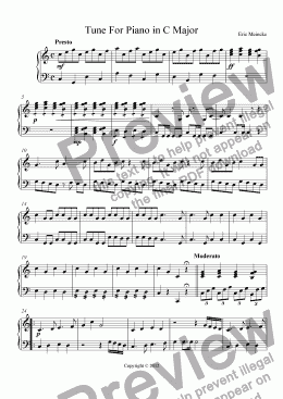 page one of Tune For Piano in C Major