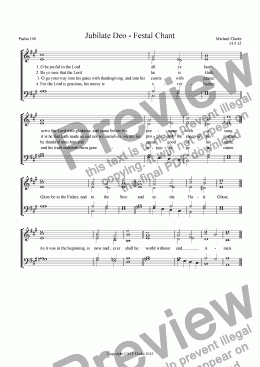 page one of Jubilate Deo (Psalm 100) - Festal Chant