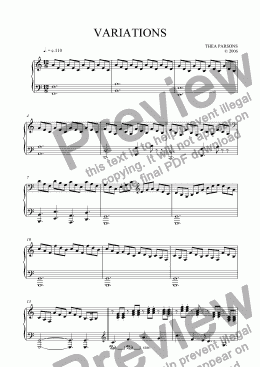 page one of Variations for piano