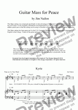 page one of Guitar Mass for Peace - Full score (piano, guitar, voice)