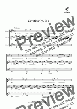 page one of Cavatina Op.75a for guitar trio