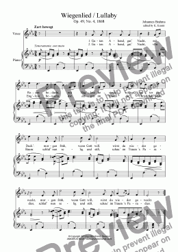 page one of Wiegenlied / Lullaby for voice and piano