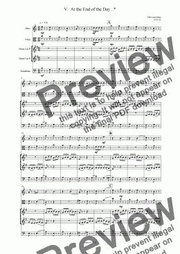 page one of Power Suite (oboe, viola, horns, trombone):  V. At the End of the Day* 