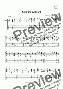 page one of Suzanna Galliard for solo guitar