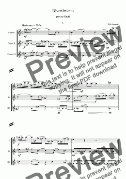 page one of Divertimento for three flutes